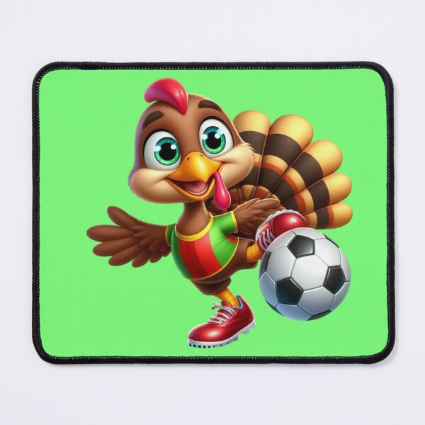 Item preview, Turkey Kickoff: Sporty Turkey in Red Shoes Scoring Goals on a Green Background! designed and sold by maritas22.