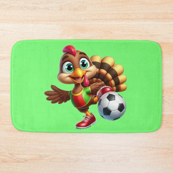 Item preview, Turkey Kickoff: Sporty Turkey in Red Shoes Scoring Goals on a Green Background! designed and sold by maritas22.