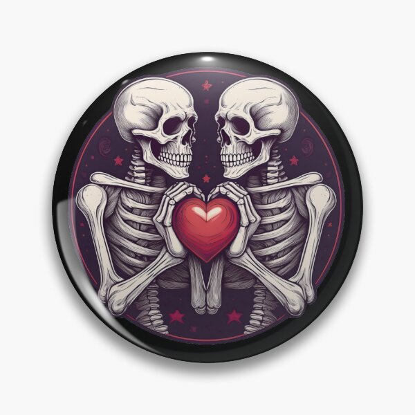 Item preview, Two Skeletons Holding a Heart - Romantic Gothic Art Print for Lovers of Dark Aesthetic designed and sold by Negative Vibes Only.