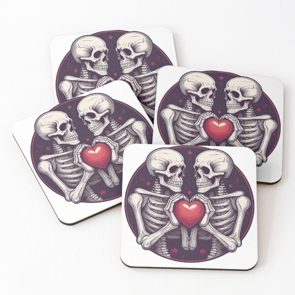 Item preview, Two Skeletons Holding a Heart - Romantic Gothic Art Print for Lovers of Dark Aesthetic designed and sold by Negative Vibes Only.