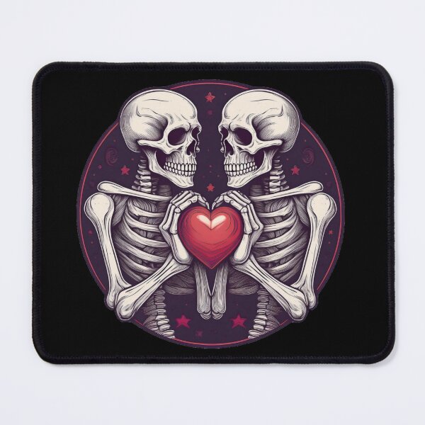 Item preview, Two Skeletons Holding a Heart - Romantic Gothic Art Print for Lovers of Dark Aesthetic designed and sold by Negative Vibes Only.
