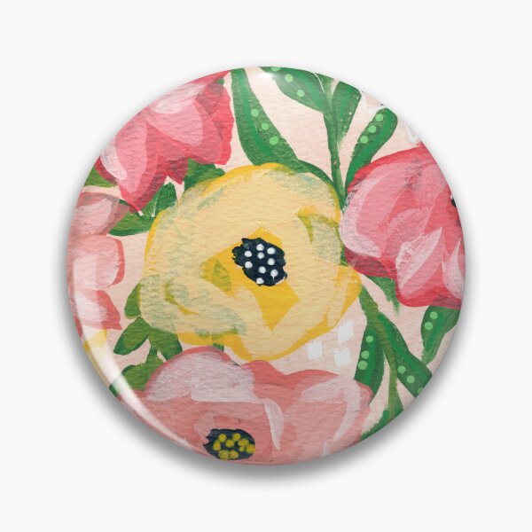 Item preview, Gouache all over floral painterly flowers in light peach background designed and sold by JasmineGDesigns.