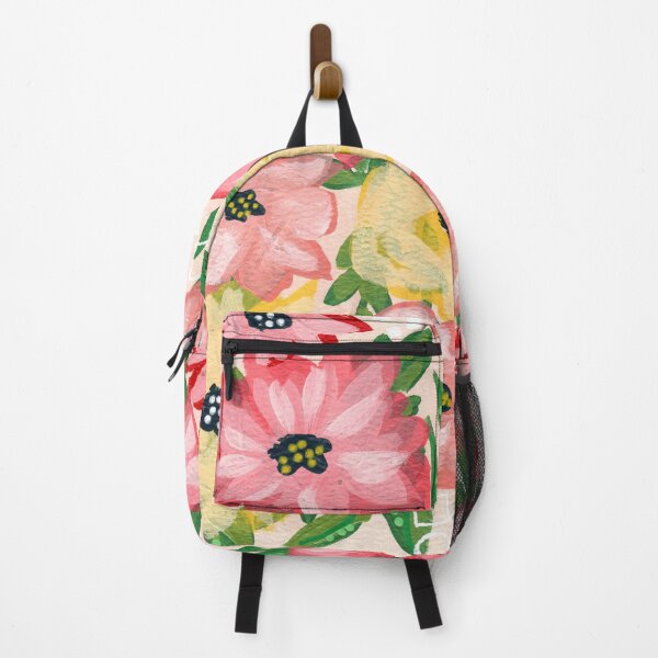 Item preview, Gouache all over floral painterly flowers in light peach background designed and sold by JasmineGDesigns.