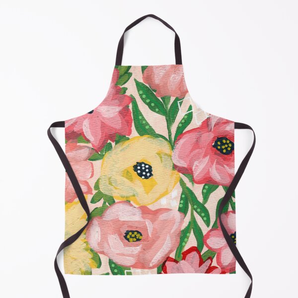 Item preview, Gouache all over floral painterly flowers in light peach background designed and sold by JasmineGDesigns.