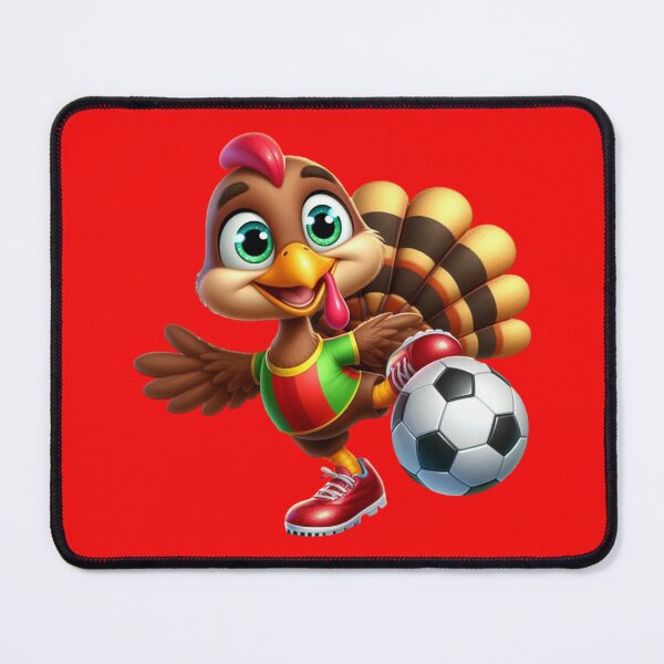 Item preview, Turkey Kickoff: Sporty Turkey in Red Shoes Scoring Goals on a Red Background!" designed and sold by maritas22.