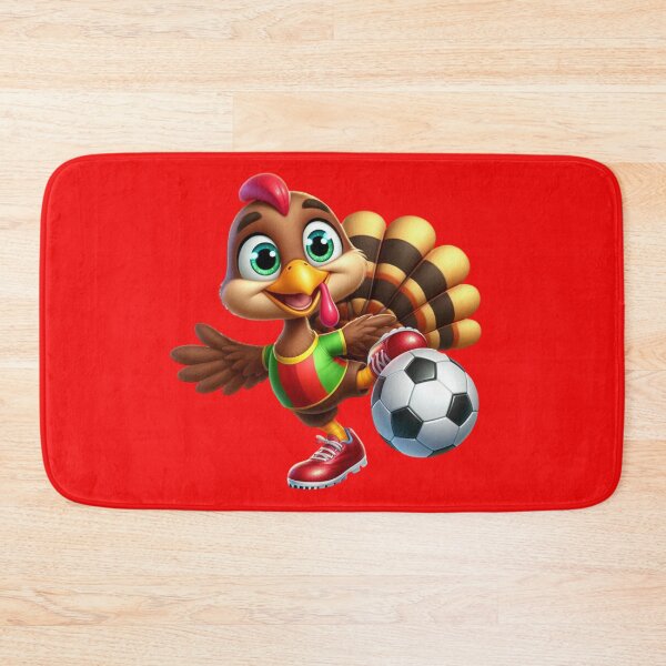 Item preview, Turkey Kickoff: Sporty Turkey in Red Shoes Scoring Goals on a Red Background!" designed and sold by maritas22.