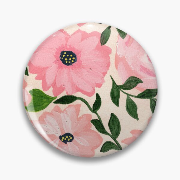 Item preview, Gouache all over floral peach and pink painterly flowers in light peach background designed and sold by JasmineGDesigns.
