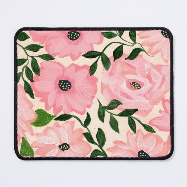Item preview, Gouache all over floral peach and pink painterly flowers in light peach background designed and sold by JasmineGDesigns.
