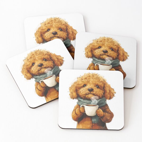 Item preview, A Golden Doodle Puppy Drinking Coffee designed and sold by motionbymarco.