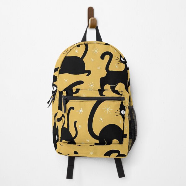 Item preview, Playful Black Cats on a Starry Yellow Night designed and sold by asbno19.