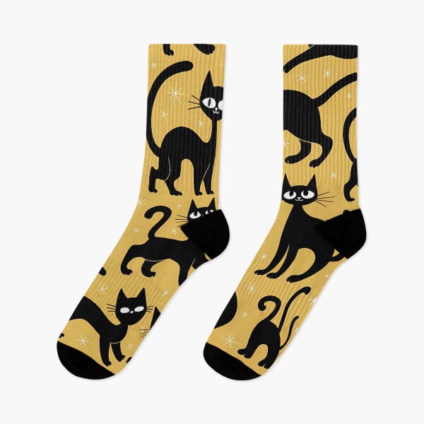 Item preview,  Playful Black Cats on a Starry Yellow Night designed and sold by asbno19.