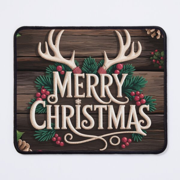Item preview, Merry Christmas with Barn wood and Antlers designed and sold by FunkyCatDesigns.