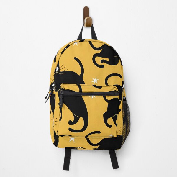 Item preview, Playful Black Cats on a Starry Yellow Night designed and sold by asbno19.
