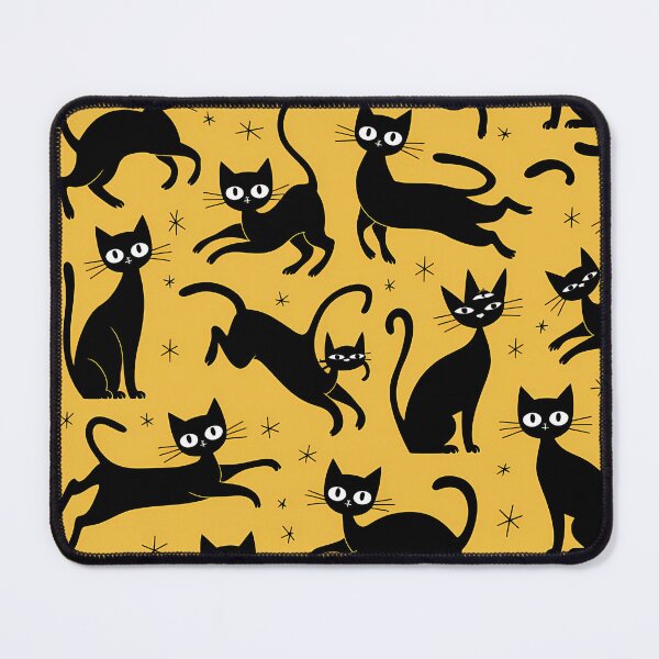 Item preview, Playful Black Cats on a Starry Yellow Night designed and sold by asbno19.