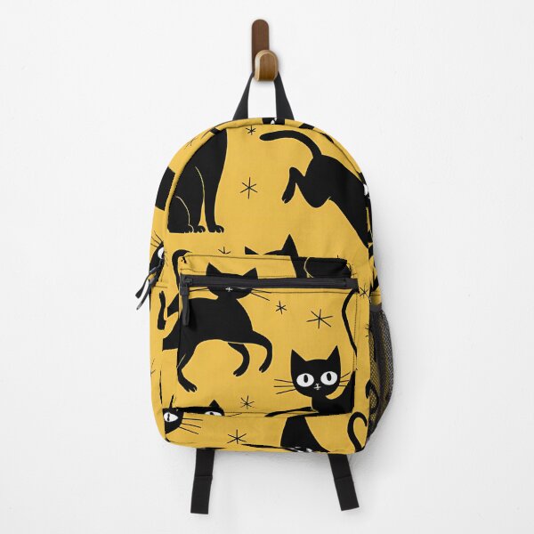 Item preview, Playful Black Cats on a Starry Yellow Night designed and sold by asbno19.