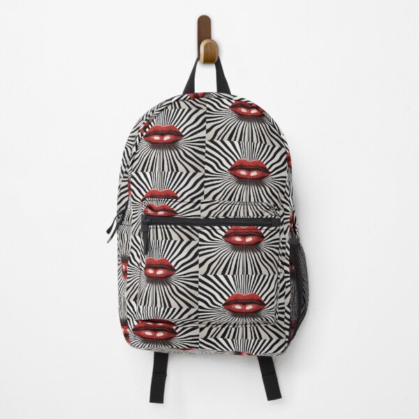 Item preview, Red Lips in Striped Black and White designed and sold by NiRia Spot.