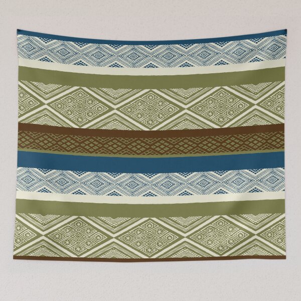 Item preview, Peruvian Textiles - Three Stripes (Moss) designed and sold by IZANAMI By Akane Yabushita.