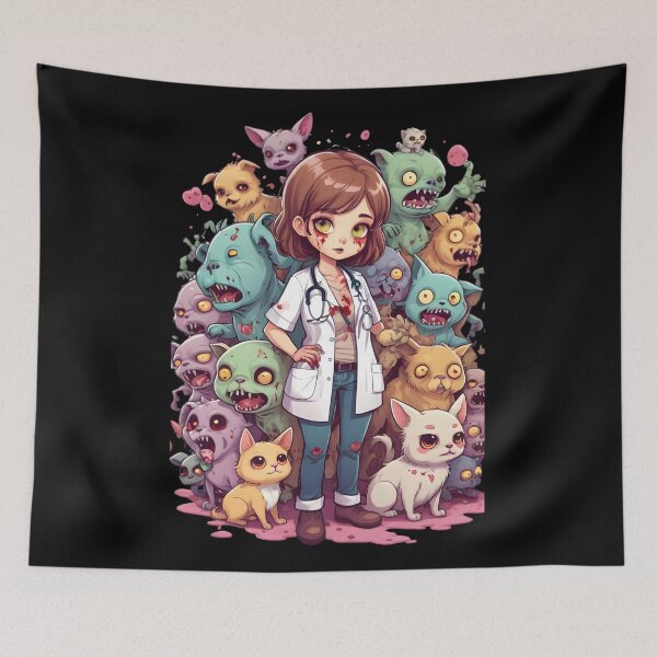 Item preview, Cute Zombie Vet Surrounded by Lovable Undead Pets designed and sold by Mechanical-Artt.