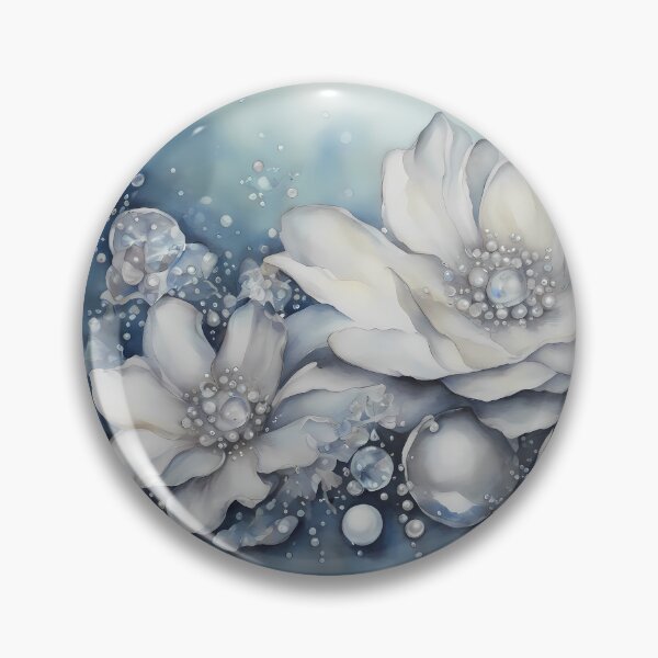 Item preview, Silver Flowers on Blue designed and sold by CalmnessbyChoice.