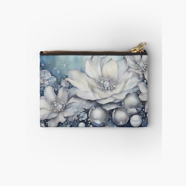 Item preview, Silver Flowers on Blue designed and sold by CalmnessbyChoice.