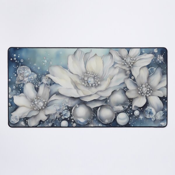 Item preview, Silver Flowers on Blue designed and sold by CalmnessbyChoice.