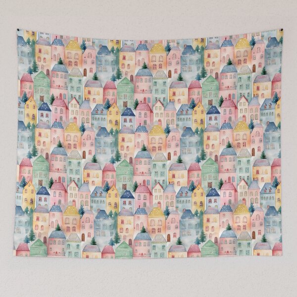 Item preview, Watercolor Winter Houses seamless pattern.  Houses Pattern. designed and sold by DesignHouse07.