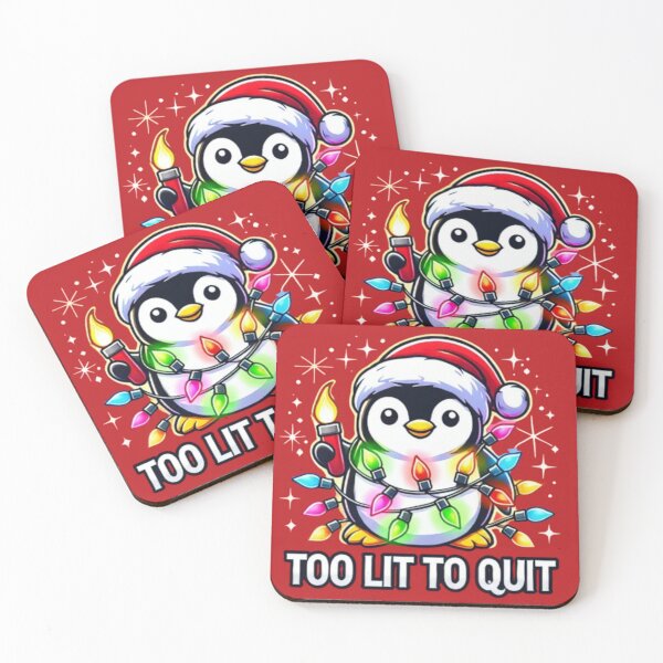 Item preview, Too Lit to Quit Christmas Penguin designed and sold by LyssasMindArt.