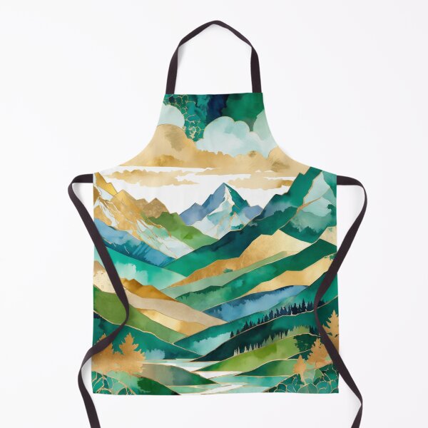 Item preview, River with mountains in emerald and gold shades designed and sold by Moonde04.
