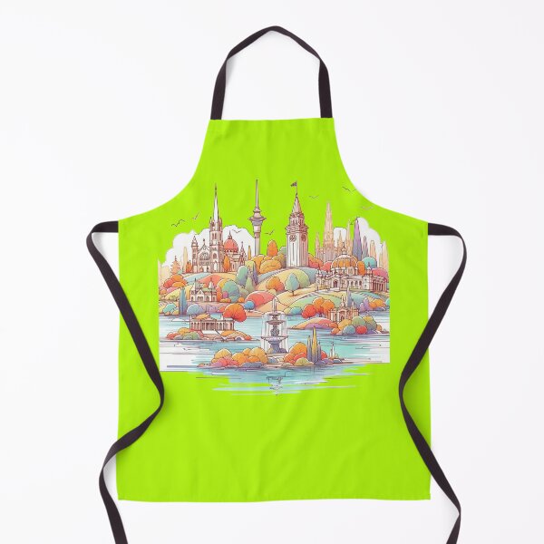 Item preview, New Zealand Landmarks 3D Sketch with Beautiful Fountains, Palaces, Seas, and Autumn Colors, designed and sold by PaintMeWorld.