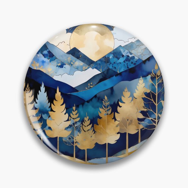 Item preview, Dark blue and gold landscape in patchwork marble style designed and sold by Moonde04.