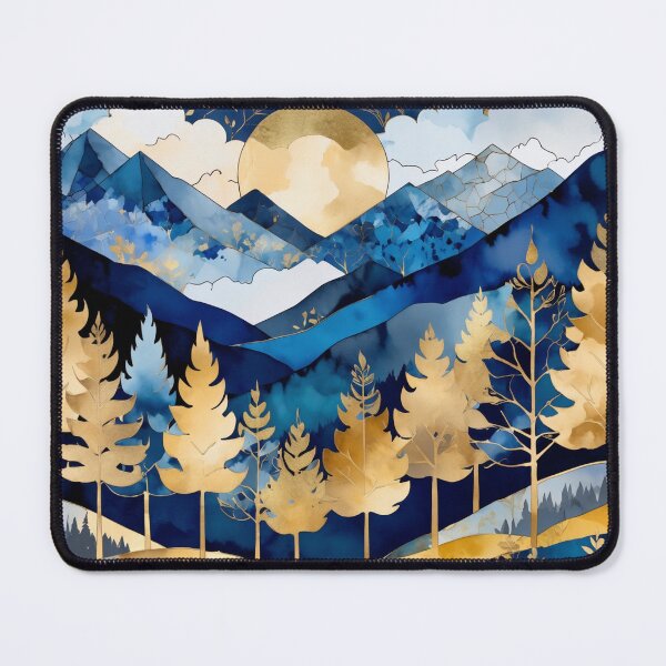 Item preview, Dark blue and gold landscape in patchwork marble style designed and sold by Moonde04.