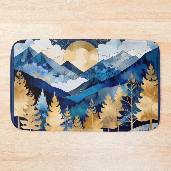 Item preview, Dark blue and gold landscape in patchwork marble style designed and sold by Moonde04.