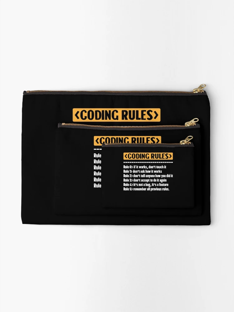 Thumbnail 2 of 4, Zipper Pouch, Code Programing Coding Rules designed and sold by Rahjihan.