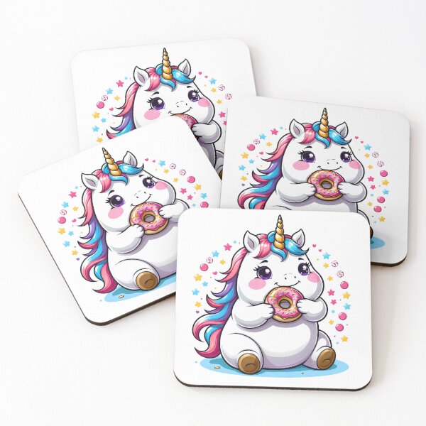 Artikelvorschau, Einhornliebhaber, molliges Einhorn, das Donut isst entworfen und verkauft von saloui.