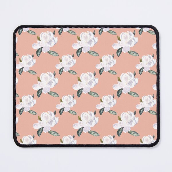 Artikelvorschau, Diagonale Magnolien-Anordnung auf Pink Peach f2b9a7 entworfen und verkauft von Art in My Loft.
