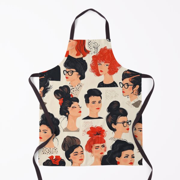 Item preview, Seamless pattern depicting iconic celebrity hairstyles and accessories, arranged in a playful and repeating format designed and sold by Fernnieskillup.