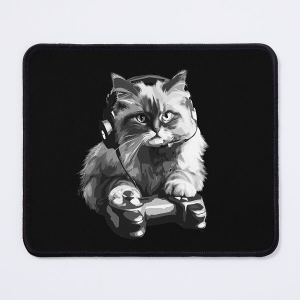 Item preview, Gamer Cat (black and white)  designed and sold by Kataverse.