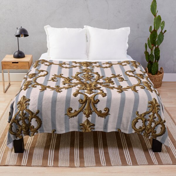 Item preview, Slate Blue & White Stripes & Gold Baroque designed and sold by DesignsByPrnces.