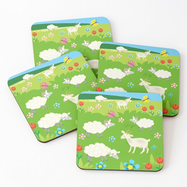 Item preview, Cartoon funny lambs in the meadow designed and sold by sonaadalian.