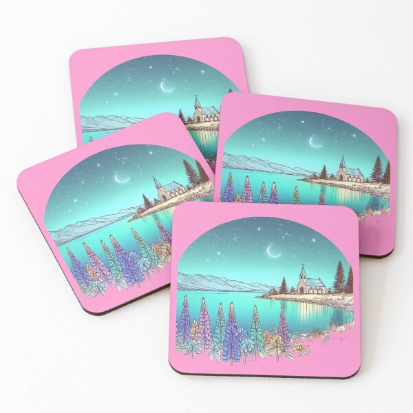 Item preview, Lake Tekapo 3D Sketch with Bright Turquoise Waters and Night Sky, designed and sold by PaintMeWorld.
