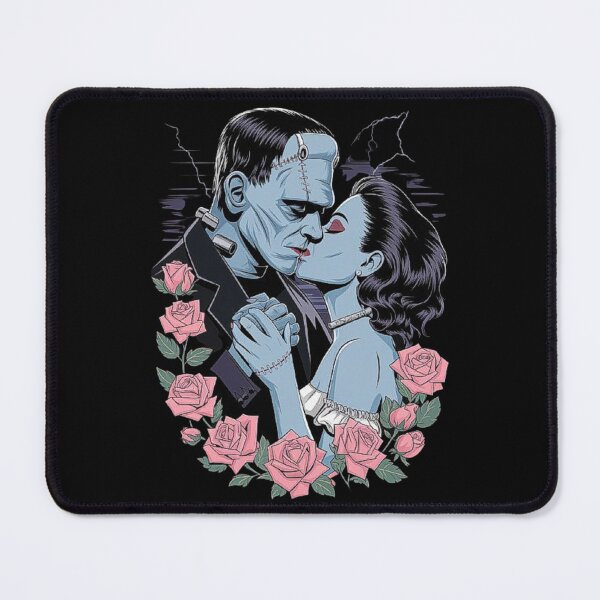 Item preview, Frankenstein and Bride Kiss Illustration – Romantic Gothic Horror Art designed and sold by love3617.