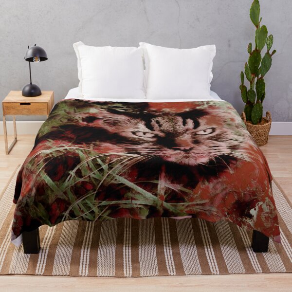 Item preview, PINK, REDDISH ORANGE AND GREEN AUTUMN MAINE COON CAT IN LEAVES AND GRASS designed and sold by Most1234.