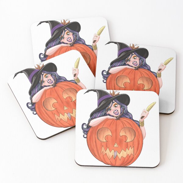 Item preview, Whimsical Witch with Pumpkin Jack-O’-Lantern – Halloween Art designed and sold by juanDaCorte.