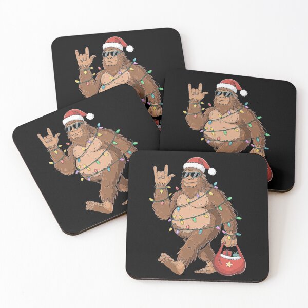 Item preview, Bigfoot Christmas Art – Bigfoot with Santa Hat and Christmas Lights, Fun Holiday Bigfoot Decor designed and sold by love3617.