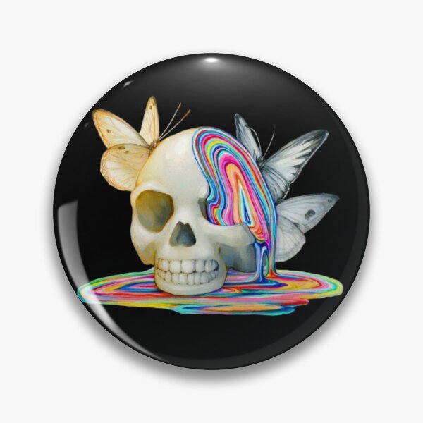 Item preview, Colorful skull with butterflies  designed and sold by Mara's designs.
