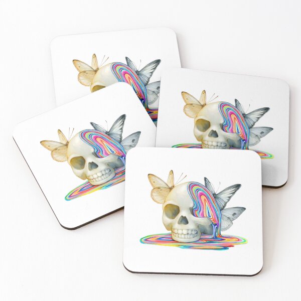 Item preview, Colorful skull with butterflies  designed and sold by Mara's designs.