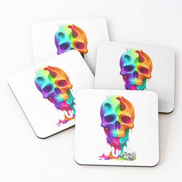 Item preview, Colorful melting skull designed and sold by Mara's designs.