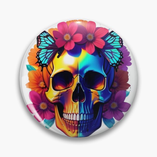 Item preview, Braddock colorful skull with flowers designed and sold by Mara's designs.