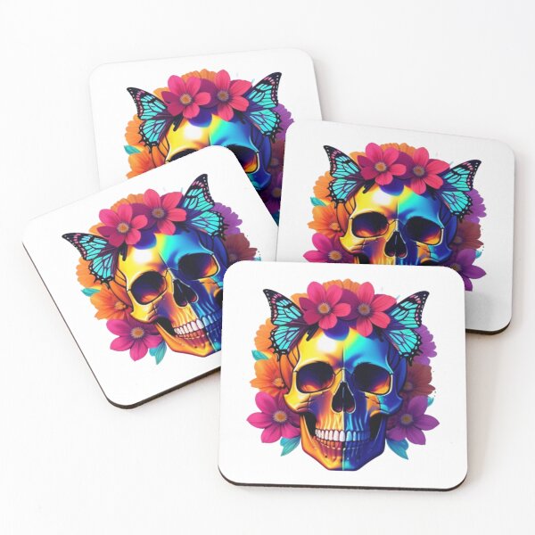 Item preview, Braddock colorful skull with flowers designed and sold by Mara's designs.