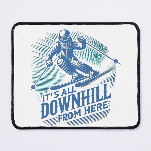 Item preview, It's All Downhill from Here – Retro Skiing Adventure Art designed and sold by Kashear.
